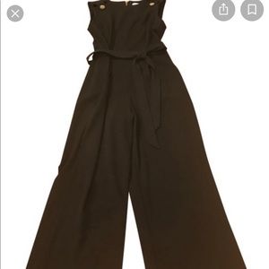 Calvin Klein Black Sleeveless Waist Belt Jumpsuit